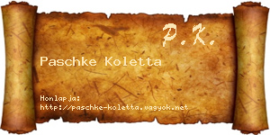 Paschke Koletta névjegykártya